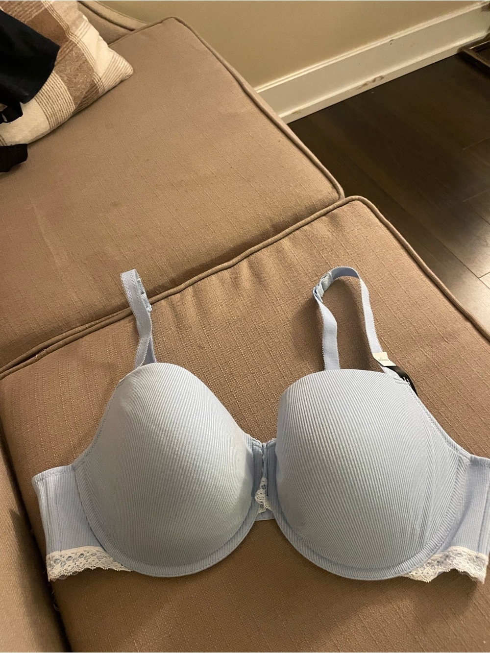 Deesse Lingerie Light Blue Padded Lace-Trim Bra -40DD